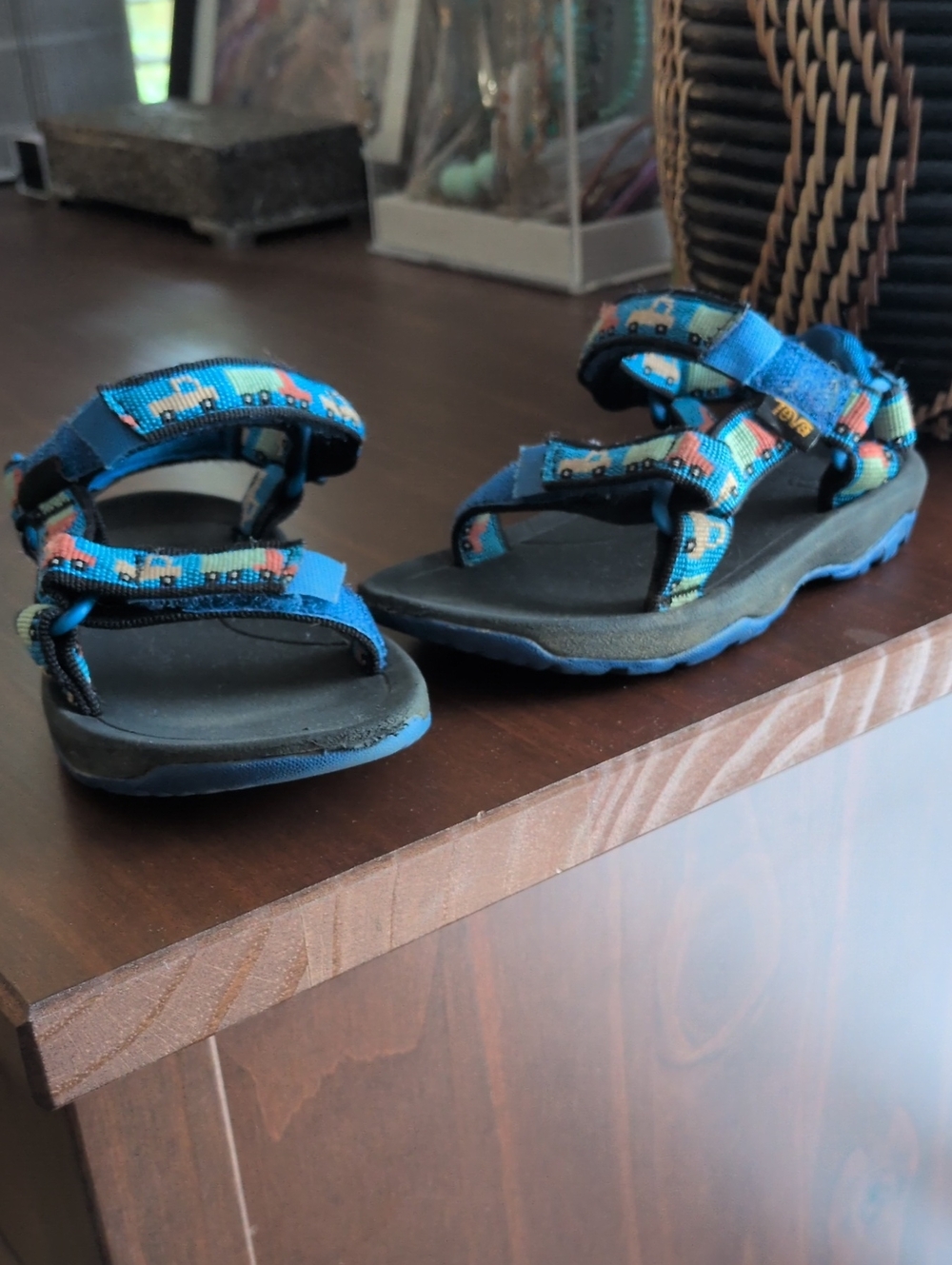 Teva Toddler Boys Blue Truck Pattern Sandals - Size 7